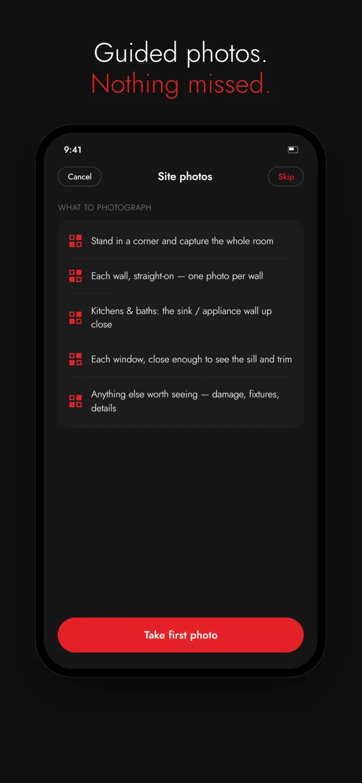 REMODPOD app guided site photos checklist